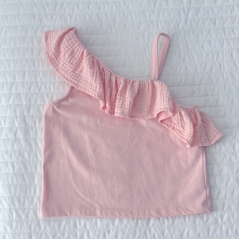 Pink One-Shoulder Ruffle Top from btween - Picture 1 of 3